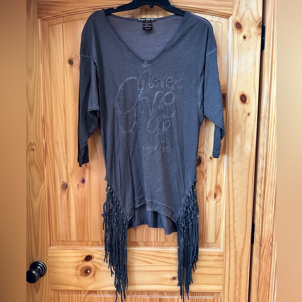 Cowgirl Tuff Brown 3/4 Sleeve Cotton Tunic Western Top Size M-Great Condition!